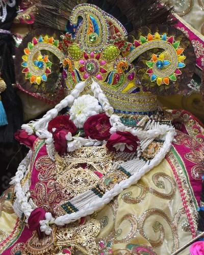 Premium Radhaballav Ji Poshak with Golden Crown and Ornaments