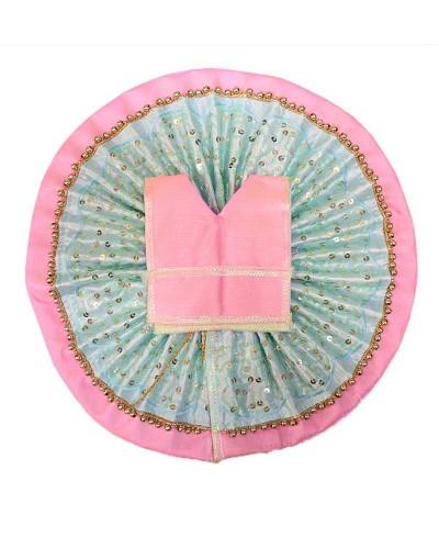 Charming Pink And Aqua Laddu Gopal Dress Sequin & Gota Work Deity Attire