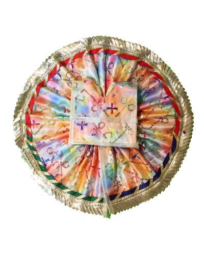 Colorful Rainbow Laddu Gopal Dress With Cross Pattern & Sequins
