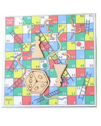 Colorful Wooden Snakes and Ladders Board Game