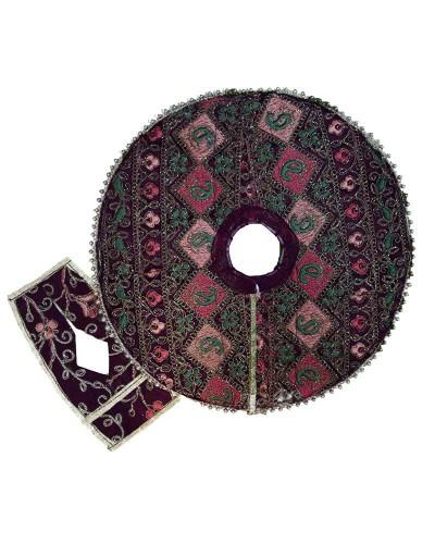 Dark Purple Laddu Gopal Poshak With Green & Pink Geometric Embroidery
