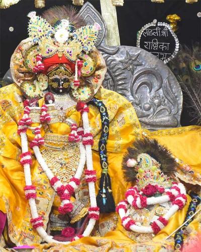 Designer Radhaballav Ji Outfit in Yellow with Grand Accessories