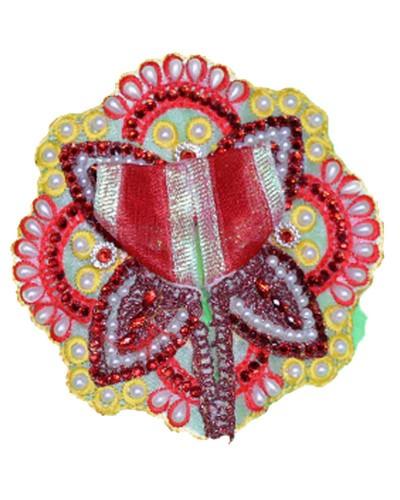 Designer Red & Yellow Laddu Gopal Poshak With Petal Design