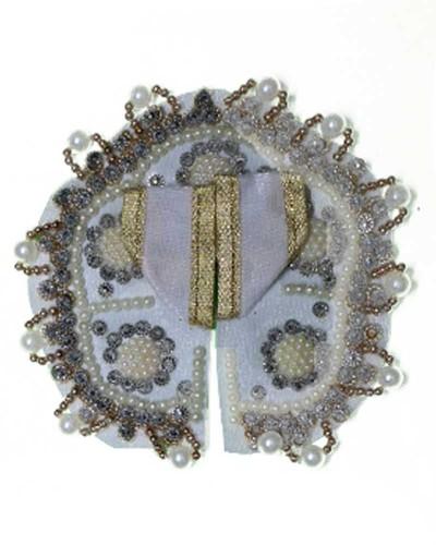 White Laddu Gopal Poshak With Pearl & Gold/Silver Work