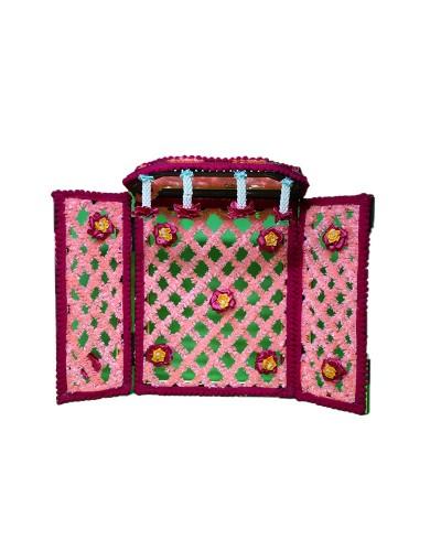 Elegant Pink & Maroon Phool Bangla Traditional Puja Flower Decoration