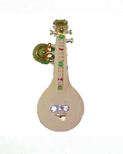 Elegant White Veena Ornament For God Idols Sparkling Musical Deity Accessory