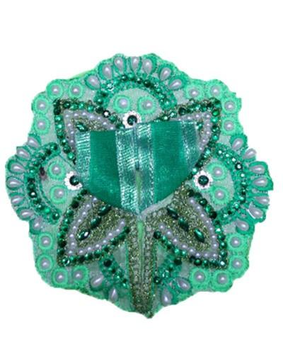 Emerald Green Laddu Gopal Poshak With Pearl & Bead Petal Design
