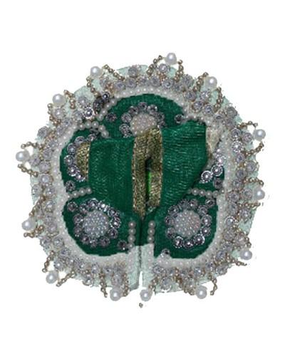 Green Laddu Gopal Poshak With Pearl & Silver Floral Design