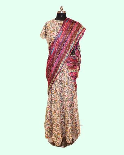 Festive Wear Long Ethnic Dress With Bright Embroidered Dupatta
