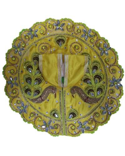 Golden Yellow Laddu Gopal Poshak Peacock & Floral Embellished Dress For Janmashtami & Festivals