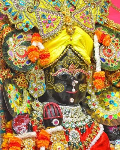 Radhaballav Ji Poshak in Yellow with Grand Stone Mukut