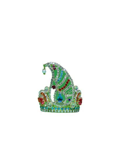 Green Multicolored Stone Peacock Design Laddu Gopal Mukut