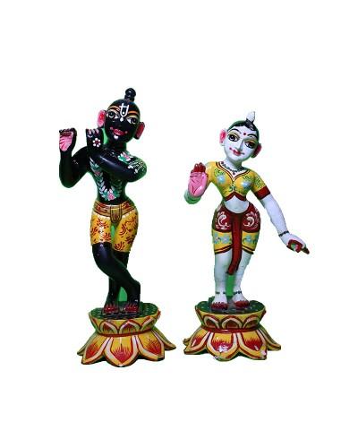 Hand-Painted Radha Krishna Idols Traditional Hindu Deities