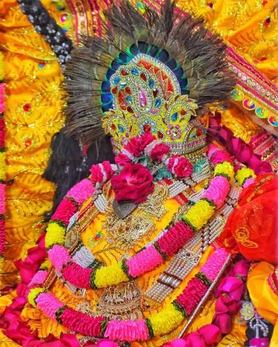 Handcrafted Yellow Satin Poshak for Radhaballav Ji Idol