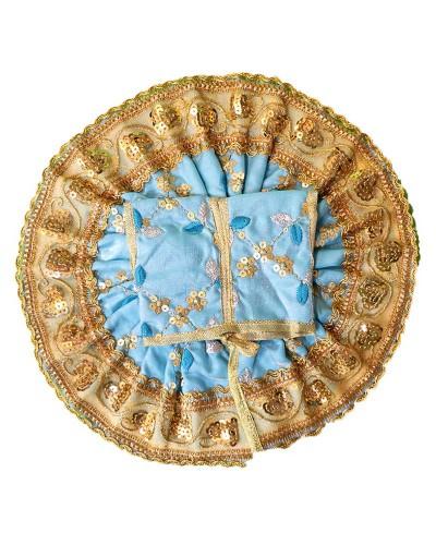 Light Blue Laddu Gopal Dress With Golden Sequin Embroidery