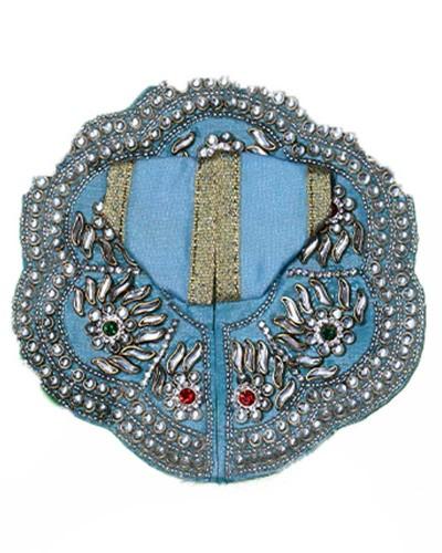 Light Blue Laddu Gopal Poshak With Silver Embroidery & Colored Stones