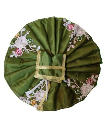 Lush Emerald Green Laddu Gopal Poshak With White Floral Embroidery