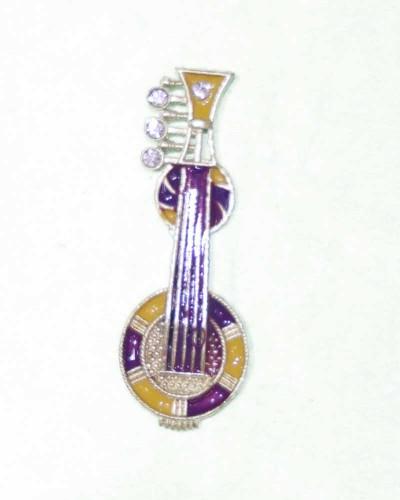 Musical Instrument Ornament For God Idols Purple & Yellow Banjositar