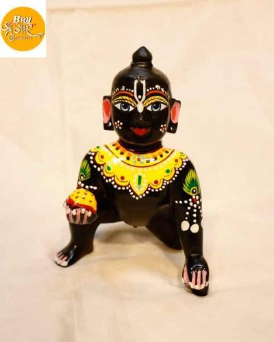 Ashtadhatu Black Laddu Gopal Kanha Ji Thakur Ji Murti Idol for Pooja and Temple