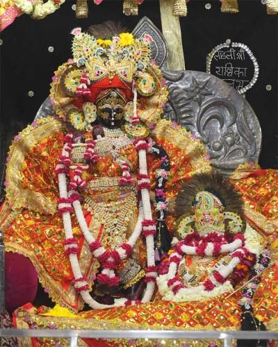 Orange Outfit for Radhaballav Ji Poshak with Red and White Garland