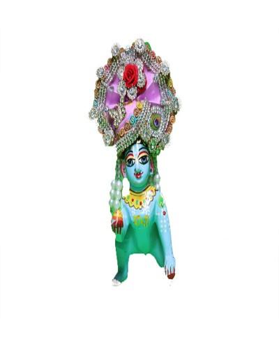 Pink & Silver Laddu Gopal Pugree With Rose & Stone Embellishments