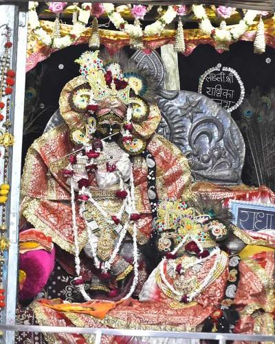 Premium Radhaballav Ji Poshak in Red and White 