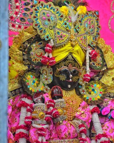 Traditional Yellow Poshak of Radhaballav Ji with Mukut and Jewelry