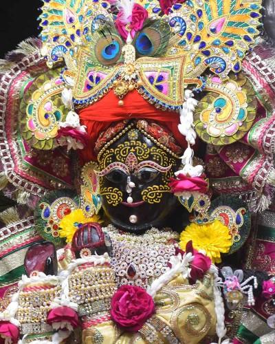 Radhaballav Ji Yellow Poshak with Traditional Gemstone Crown