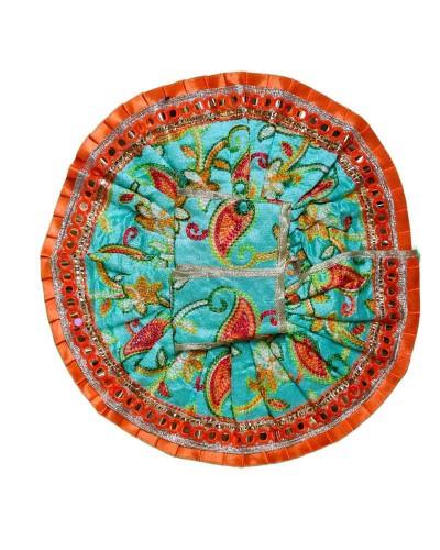 Handcrafted Blue Red Satin Silk Dress for Laddu Gopal