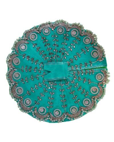 Sky Blue Handcrafted Dress for Laddu Gopal with Embroidery and Pearls