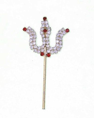 Sparkling Lord Shiva's Trishul Ornament Elegant Gemstone & Crystal Studded Trident For Idols