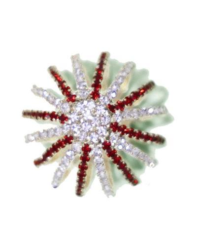 Sparkling Starburst Ornament For God Idols Red & White Rhinestone Deity Decor