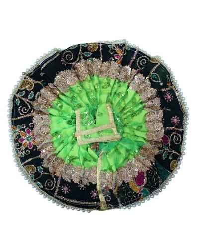 Striking Green And Black Laddu Gopal Poshak With Pearl & Sequin Work