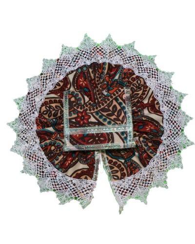 Traditional Brown & White Printed Laddu Gopal Poshak With Lace Border