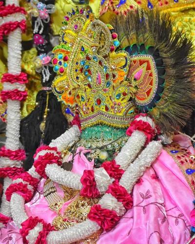 Traditional Radhaballav Ji Poshak in Pink with Golden Embroidery