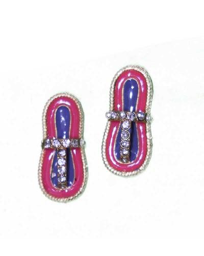 Unique Pink & Blue Charan Paduka Ornament For God Idols Modern Deity Decor