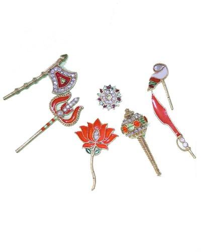 Vibrant Red & Orange Pooja Accessories Divine Weapons & Symbols For God Statues