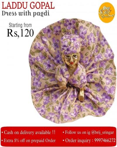 Laddu Gopal Cotton Dress with Pagdi