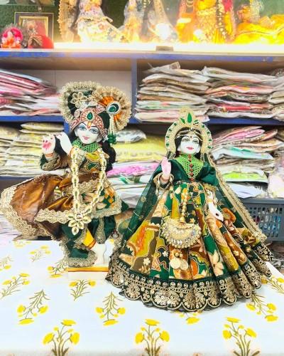Radha Krishan Dress In Yellow Green Contrast 
