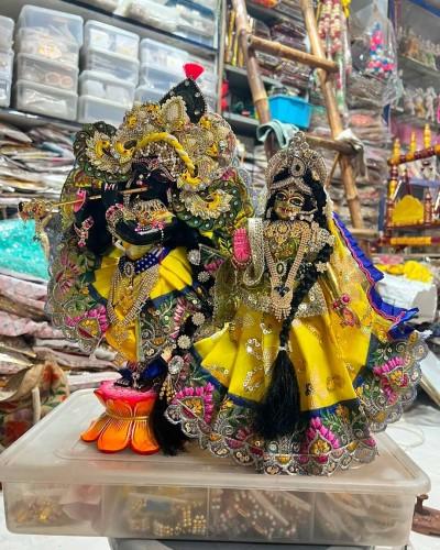 Radha Krishan Dress In Black Yellow Contrast in Sambhal