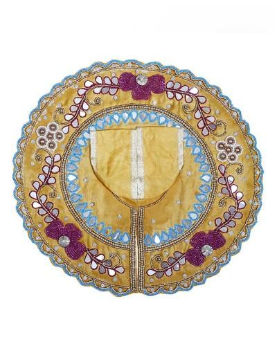 Yellow Laddu Gopal Poshak With Blue & Purple Mirror Work