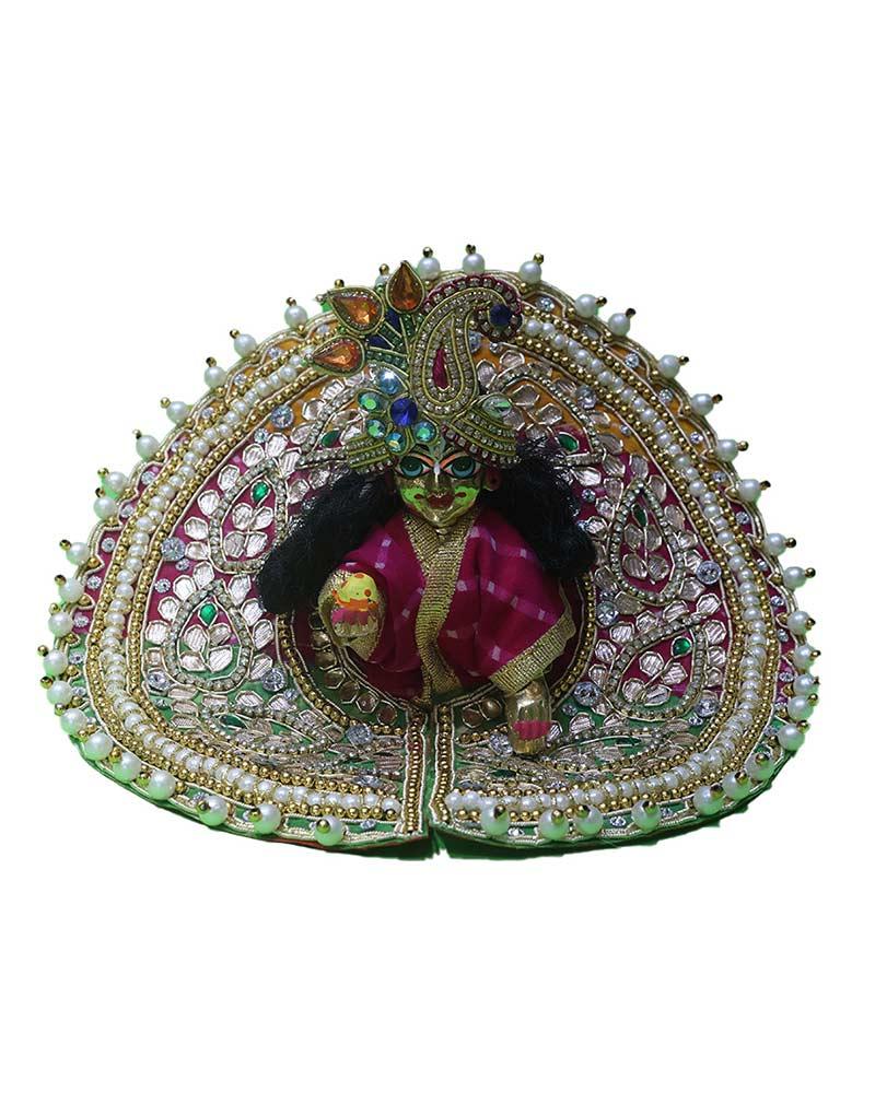 Traditional Multi-Color Bal Gopal Dress Embellished Festival Attire With Pearl & Kundan Work