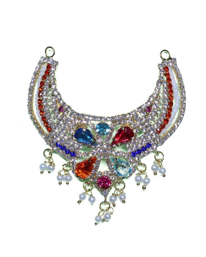 Rainbow Crystal & Pearl Fringe Embellishment Semi-Circular Glamour Piece Rainbow Crystal & Pearl Fringe Embellishment Semi-Circular Glamour Piece