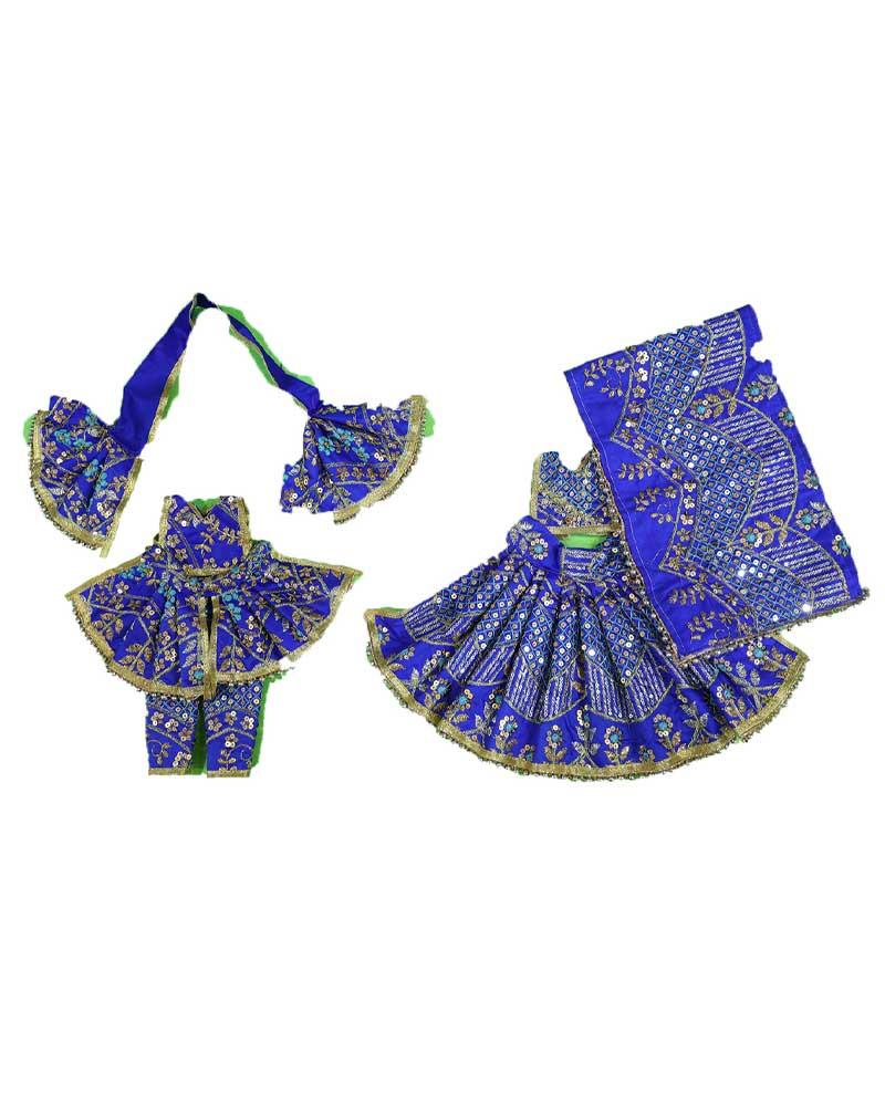 Radha Rani Traditional Blue Dress Cotton Fabric And Mirror Work Poshak Set