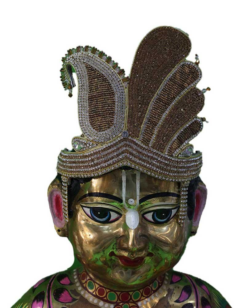 Shimmering Gold & Silver Beadwork Laddu Gopal Pugree Shimmering Gold & Silver Beadwork Laddu Gopal Pugree