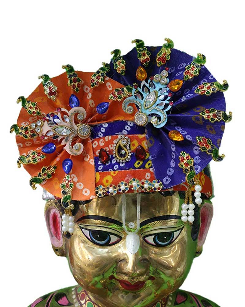 Unique Orange & Blue Dual-Tone Laddu Gopal Pugree Unique Orange & Blue Dual-Tone Laddu Gopal Pugree