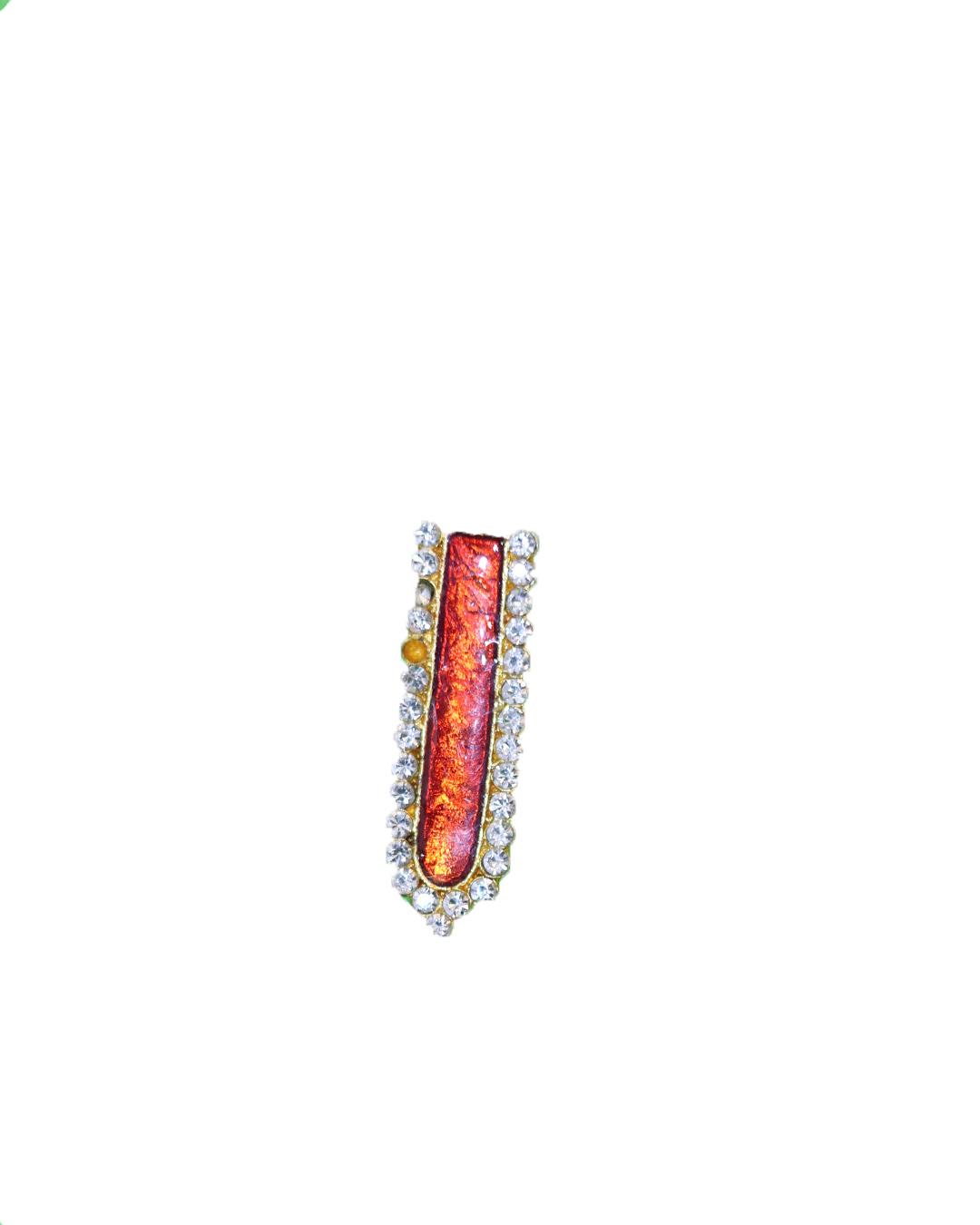 Vertical Red Tilak Sticker for Laddu Gopal with Stone Border for Janmashtami Vertical Red Tilak Sticker for Laddu Gopal with Stone Border for Janmashtami