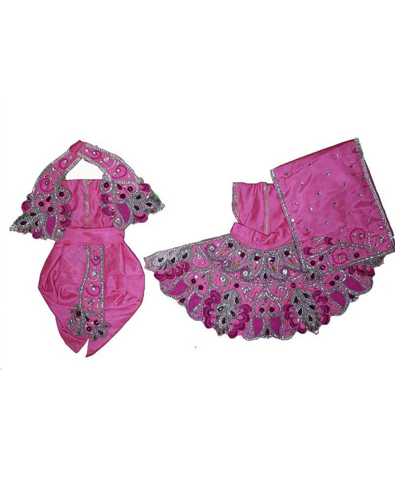 Poshak Pink Radha Krishna Dress with Heavy Embroidery Poshak Pink Radha Krishna Dress with Heavy Embroidery