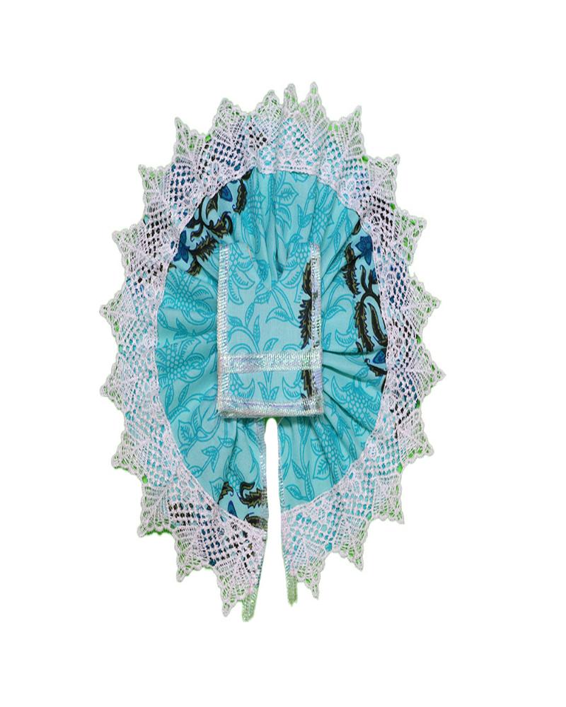 Aqua Blue Bal Gopal Dress With Elegant White Crochet Border