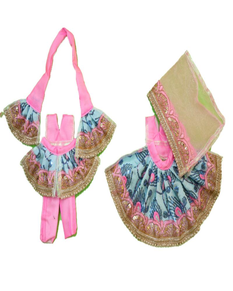 Beautiful Blue & Pink Sequin Embellished Radha Krishna Dress Set